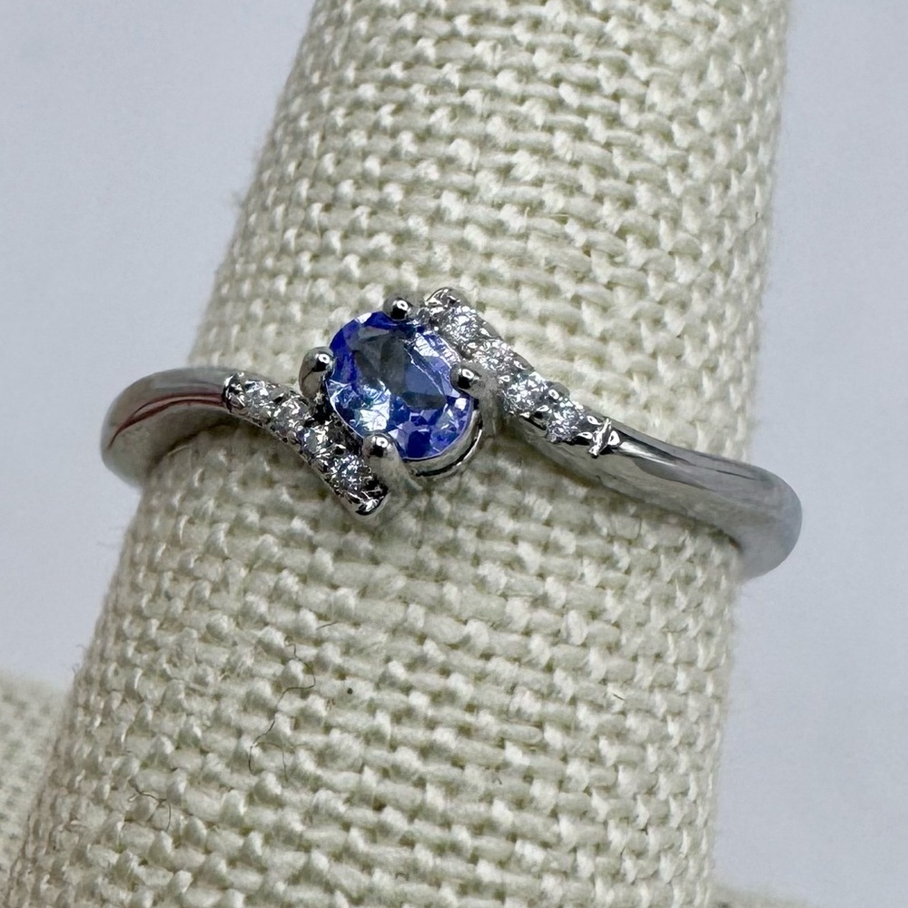 Blue Sapphire Accent Silver Ring - Classic Elegant Design